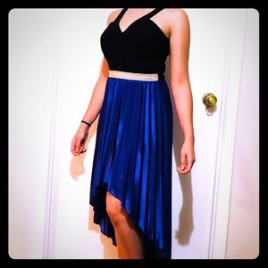 Hi-low blue/black homecoming/prom/evening gown